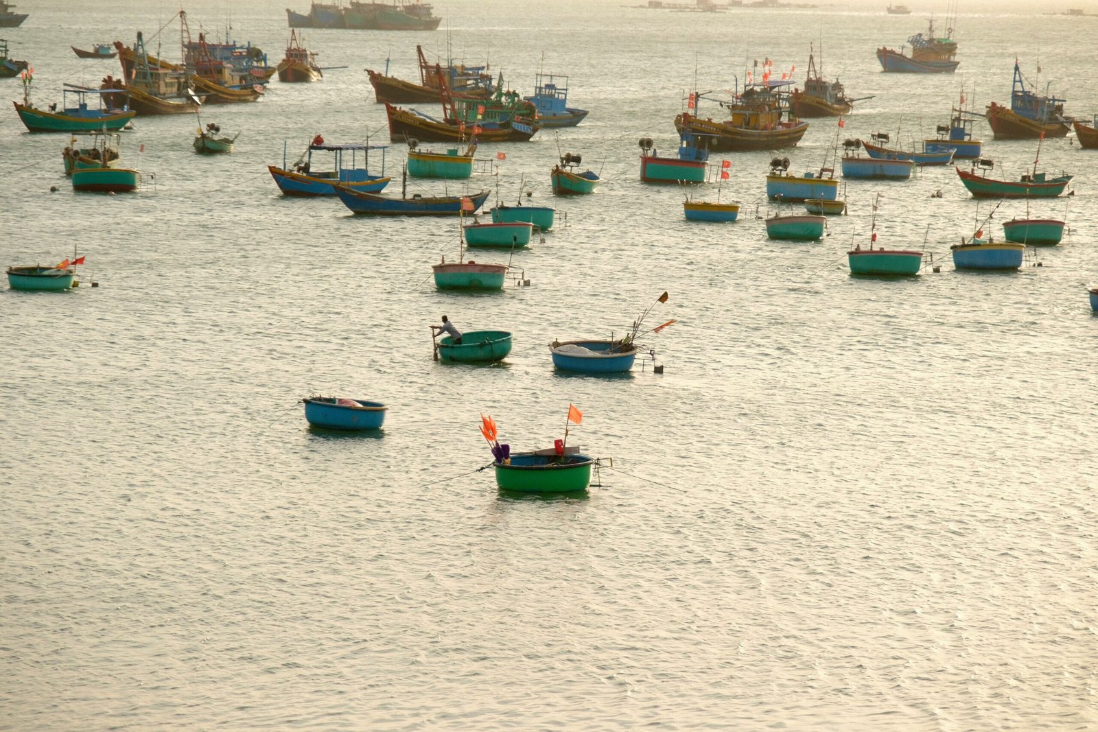small fishing boats on the water