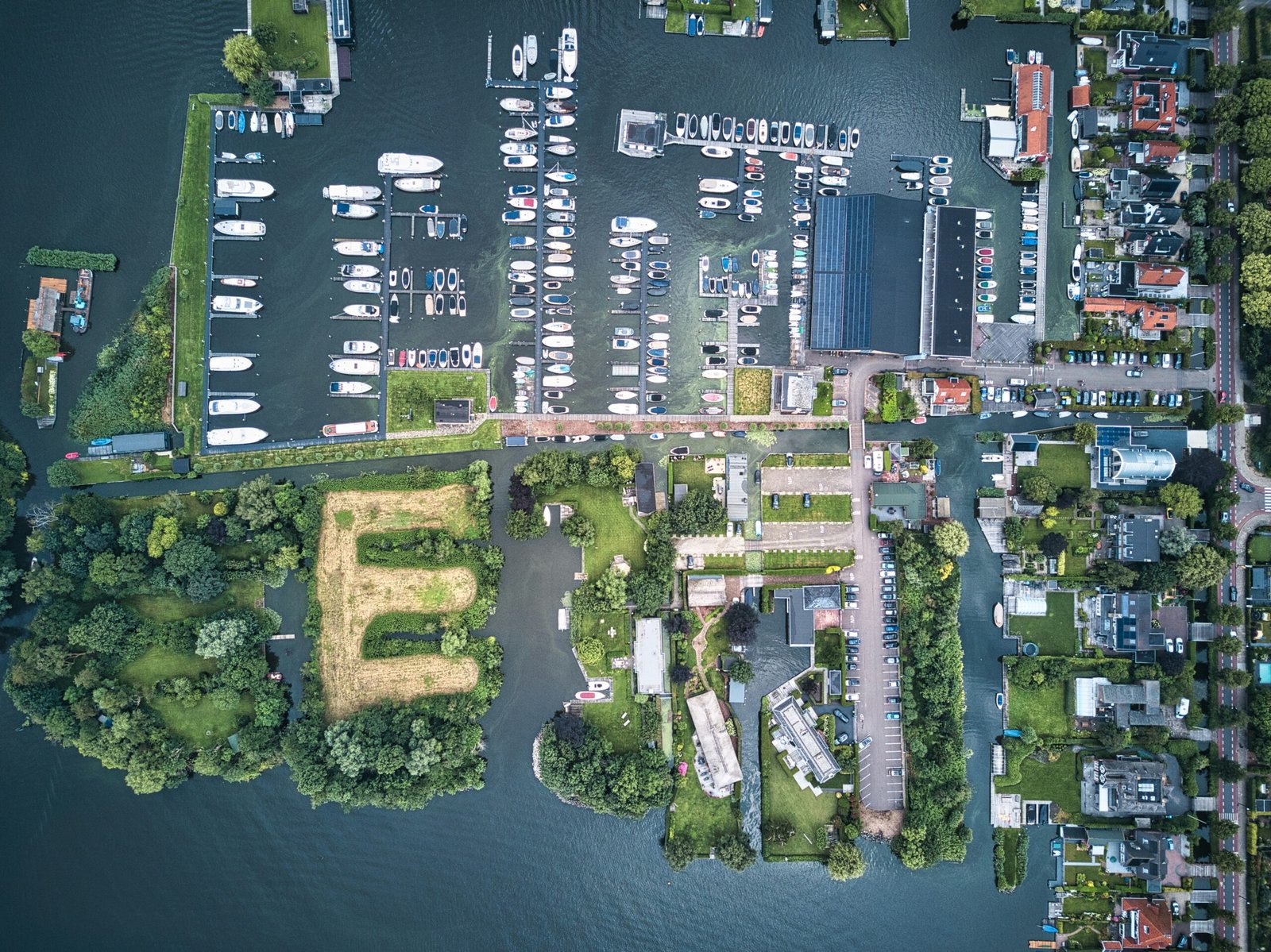 An aerial view of a city